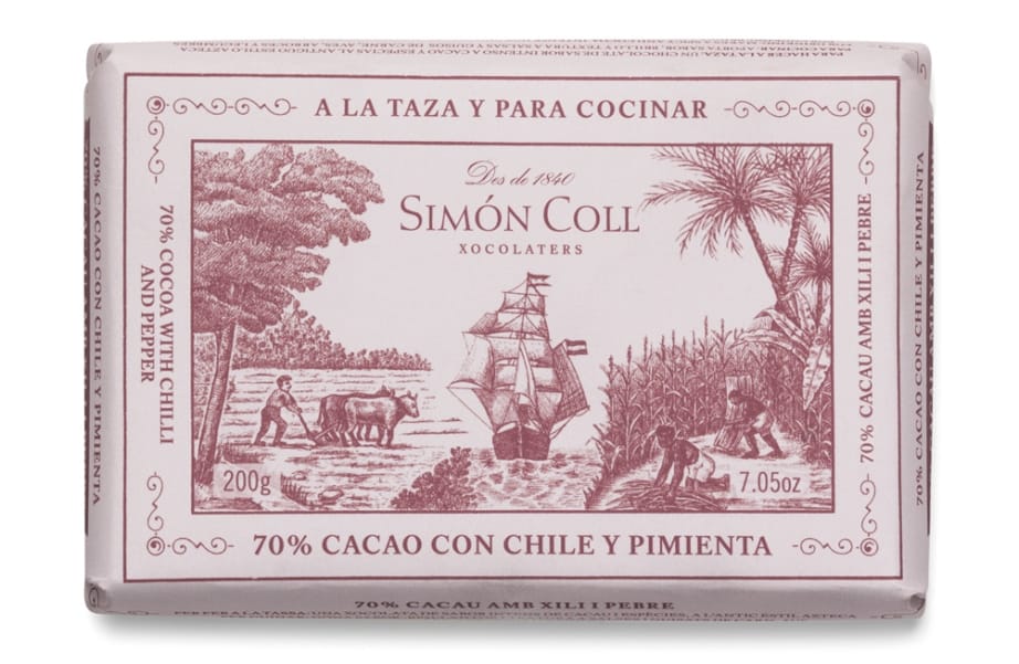 Simon Coll 70% Cocoa with Chili and Pepper Chocolate for drinking and for cooking | spanishoponline.com