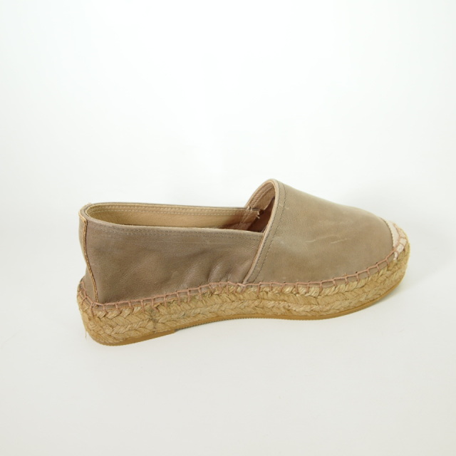 PASEART Taupe Leather Espadrille