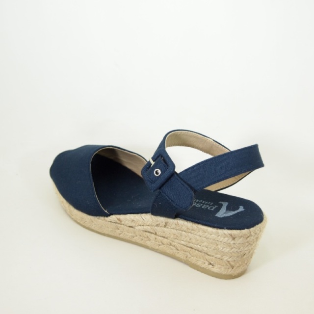 PASEART Navy Low Wedge Espadrille | SPANISH SHOP ONLINE