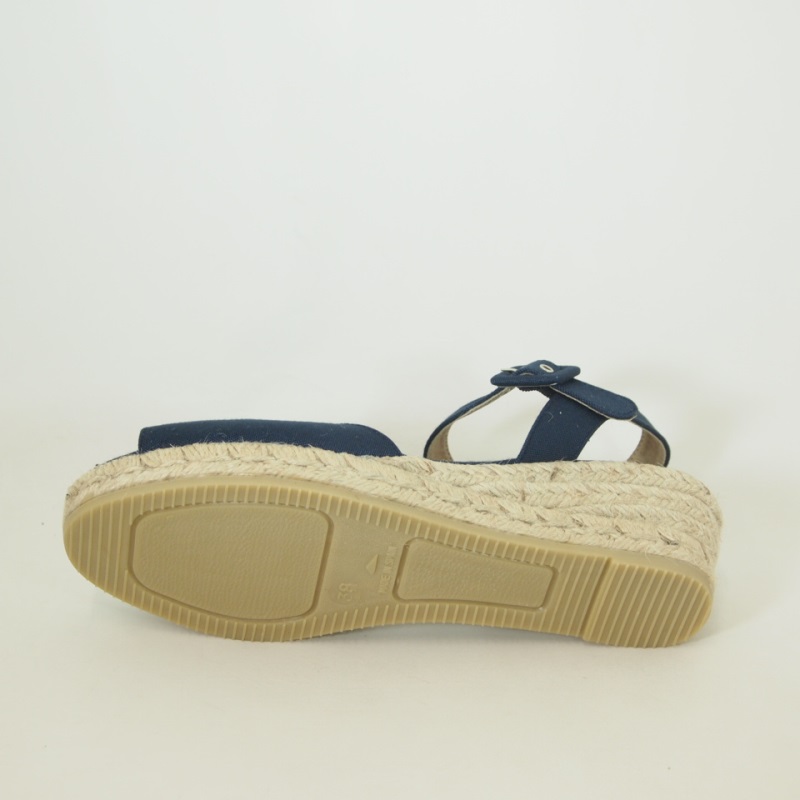 PASEART Navy Low Wedge Espadrille | SPANISH SHOP ONLINE