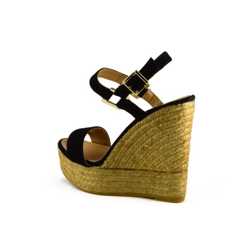 GAIMO Black Suede Wedge Sandals | SPANISH SHOP ONLINE